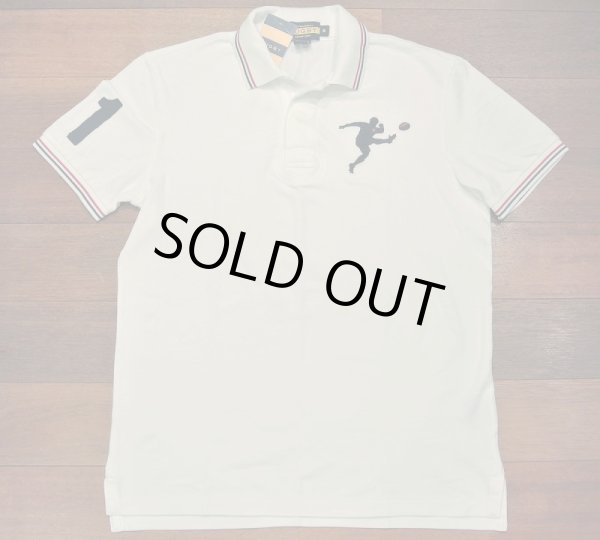 画像1: RUGBYラグビーラルフローレン ラグビープレイヤー刺繍 鹿の子ポロシャツ(WHITE) (1)