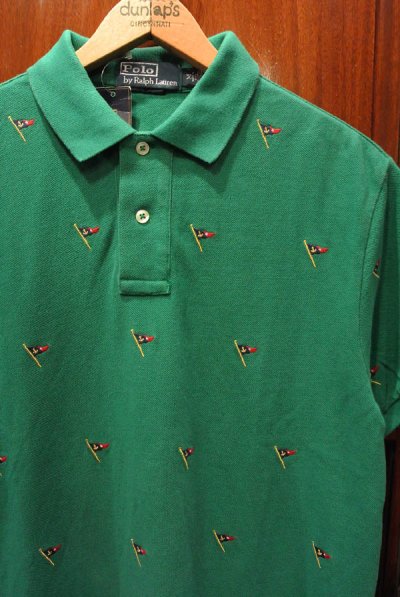 画像2: ポロラルフローレン フラッグモノグラム刺繍 鹿の子ポロシャツ(GREEN/M,L)