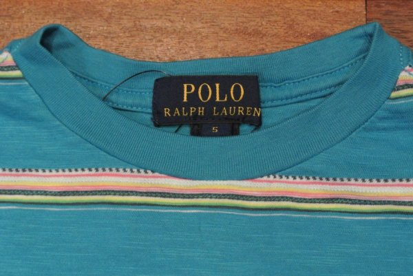 画像4: 【クリックポスト170円も可】 ポロラルフローレン子供服　ジャガード織り マルチカラーストライプ ポケットＴシャツ 【Blue、3/3T,5】 新品 並行輸入 (4)