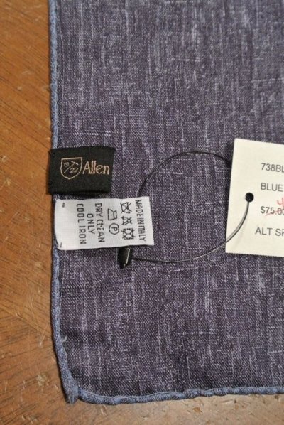 画像3: 【クリックポスト198円も可】 AllenEdmonds Silk×Ctton ポケットチーフ【Blue】イタリア製 新品 定価$75.00