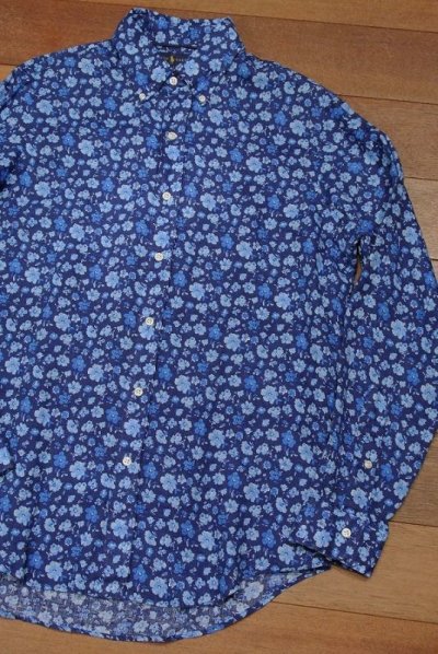 画像1: 【クリックポスト170円も可】ポロラルフローレン リネン フローラル B.Dシャツ (Blue/M） 
