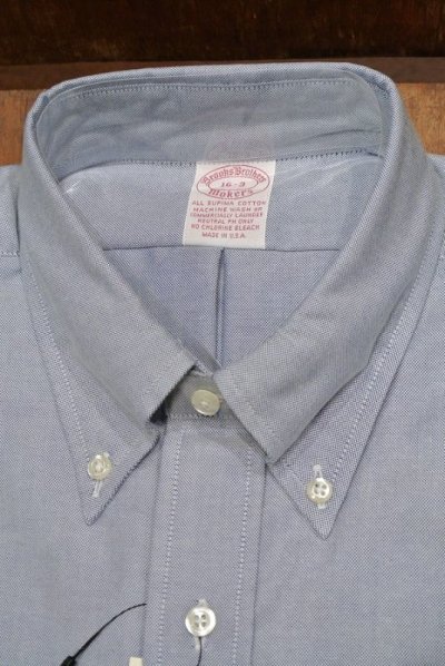 画像2: 90年代 デッドストック ブルックスブラザーズ オックスフォード B.Dシャツ (Blue,16-3)BrooksBrothers アメリカ製 ダンリバー生地使用
