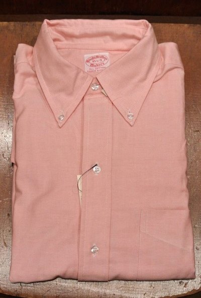 画像1: 70年代 デッドストック ブルックスブラザーズ オックスフォード 6ッボタン B.Dシャツ (Pink,15h-3)BrooksBrothers アメリカ製 ダンリバー生地使用