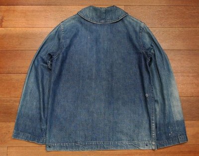 画像3: (VTG/USED) 40s U.S NAVY アメリカ海軍 ショールカラー デニムカバーオールジャケット (推定36) ビンテージ 中古