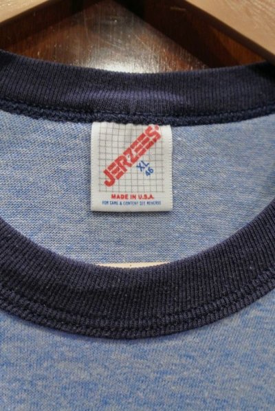 画像3: 【クリックポスト198円も可】(USED) 80s JERZEES ボディ 染み込みプリント リンガーTシャツ アメリカ製 (杢ブルー/XL) 中古 ビンテージ 