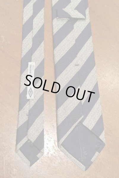 画像3: 【クリックポスト198円も可】EXCELLENT USED Nicky ヘリンボーンシルク レジメンタルストライプタイ (Navy*Silver) イタリア製 中古 (3)