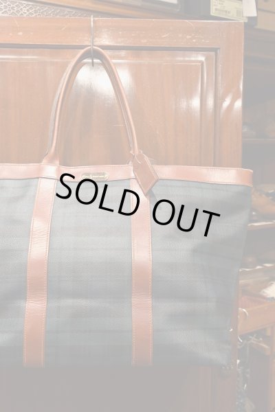 画像2: 【VTG/USED】〜90s ポロラルフローレン PVC×レザー ブラックウォッチ柄 大きめトートバッグ  (2)