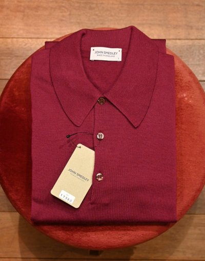 画像1: JOHN SMEDLEY ジョンスメドレー メリノウール ポロ 長袖 EASY FIT(BORDEAUX/L) 並行輸入 新品 タグ付き 