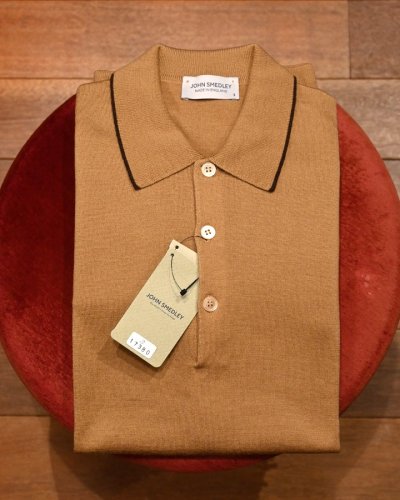 画像1: JOHN SMEDLEY ジョンスメドレー メリノウール ポロ 長袖 (CAMEL/S) 並行輸入 新品 タグ付き 