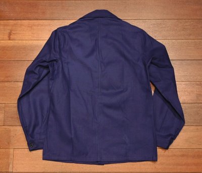 画像3: 50s デッドストック フレンチ ワークジャケット コットンツイル 希少襟型 (BLUE/46?) Vintage French Work Jacket Deastock