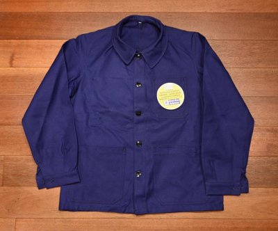 画像1: 50s デッドストック フレンチ ワークジャケット コットンツイル (INK BLUE/46) Vintage French Work Jacket Deastock F