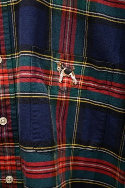 画像3: 【クリックポスト198円も可】(VTG/USED) '90 Ralphlauren ラルフローレン "BLAKE" 犬の刺繍 タータンチェック オックスフォード B.Dシャツ【XL】中古