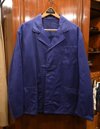 画像2: 40s デッドストック フレンチブルー モールスキン ワークジャケット  テーラード型 Vポケ マルタンガル仕様 希少 (BLUE/ ) Vintage French Work Jacket Deastock