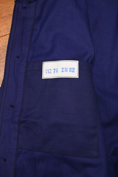 画像3: 60s デッドストック フランス軍 ワークジャケット コットンツイル 丸襟 官給品 (INK BLUE/112-76) フレンチミリタリー Deastock D