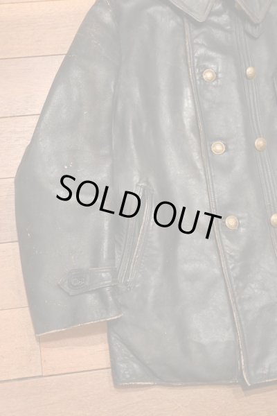 画像3: 50s VTG/USED FRENCH VINTAGE LEATHER JACKET レザージャケット コルビジェジャケット メタルボタン(Black/MLくらい)ビンテージ  (3)
