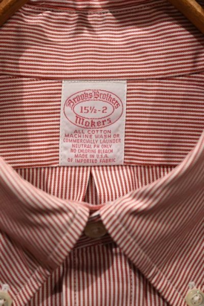 画像3: 90s Deadstock BrooksBrothers ブルックスブラザーズ ストライプ ポロカラーシャツ【RED/15h-32】デッドストック アメリカ製 ビンテージ
