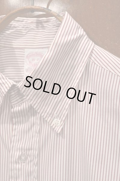 画像3: 【クリックポスト198円も可】90s USED BrooksBrothers ブルックスブラザーズ ストライプ  ポロカラーシャツ【WHITE×RED/15-2】アメリカ製 ビンテージ (3)