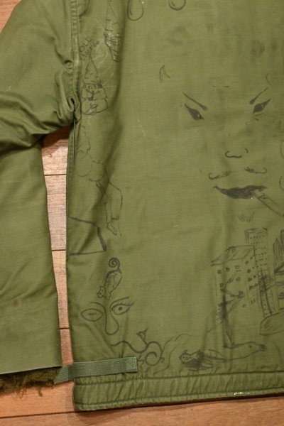 画像10: ’68 (VTG/USED) U.S NAVY  A-2 デッキジャケット ”落書き”あり【SMALL/34-36】ビンテージ中古  (10)
