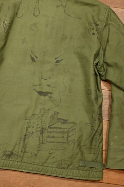 画像9: ’68 (VTG/USED) U.S NAVY  A-2 デッキジャケット ”落書き”あり【SMALL/34-36】ビンテージ中古  (9)