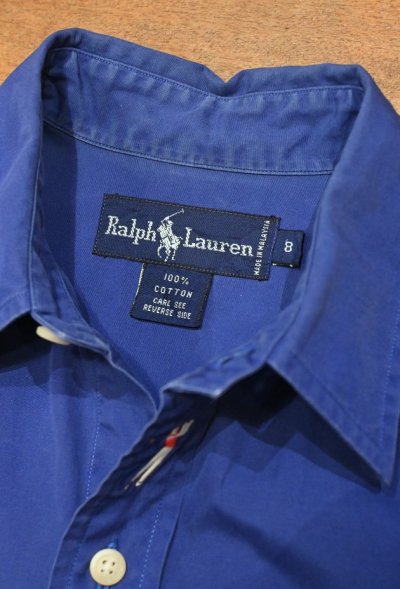 画像3: 【クリックポスト185円も可】USED 90s RALPHLAUREN ラルフローレン ゴルファー刺繍入り 半袖シャツ(BLUE/WOMEN'S８)ビンテージ