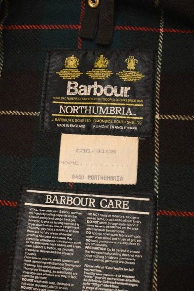 画像3: 90s VTG/USED Barbour "NORTHUMBRIA"  バブアー "ノーザンブリア" 裏地つきオイルドジャケット (36) 中古 ビンテージ