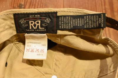 画像3: 00's VTG/USED RRL ラルフローレン コットンキャンバス×レザー キャップ ビンテージ加工 中古 