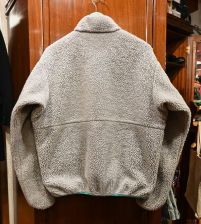 画像2: '92 VTG/USED Patagonia Pile Glissade Cardigan パタゴニア リバーシブルグリセード アメリカ製 (フェザーグレーxコバルト/L)美品 ビンテージ