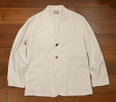 画像1: 50s コットン テーラードワークジャケット Fashion Seal Uniforms ホワイト チェンジボタン (Size:38) 50年代ビンテージ