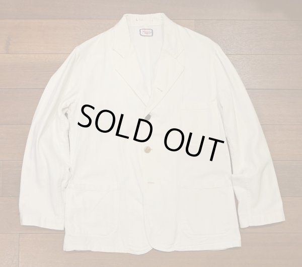 画像1: 50s コットン テーラードワークジャケット Fashion Seal Uniforms ホワイト チェンジボタン (Size:38) 50年代ビンテージ (1)