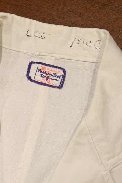 画像2: 50s コットン テーラードワークジャケット Fashion Seal Uniforms ホワイト チェンジボタン (Size:38) 50年代ビンテージ