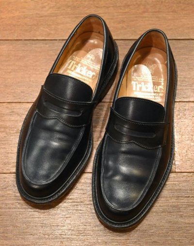 画像1: USED Tricker's トリッカーズ ツートーン ローファー イングランド製(BLACK×NAVY:UK 7 1/2)