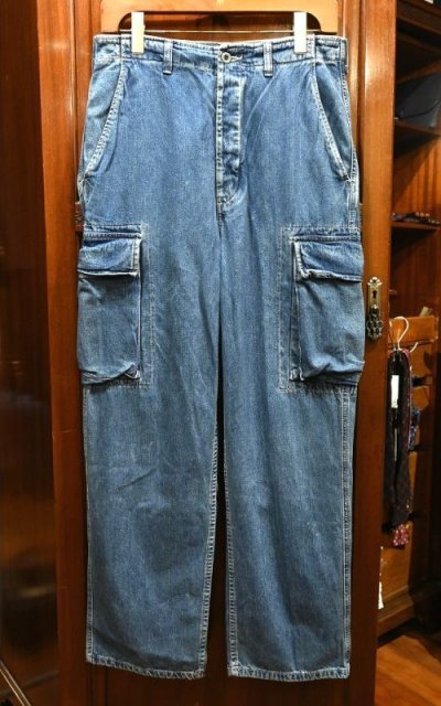 画像1: 90s RRL RALPHLAUREN ダブルアールエル デニム カーゴパンツ 三ツ星タグ アメリカ製(表記W29 実寸W31)ビンテージ 中古 