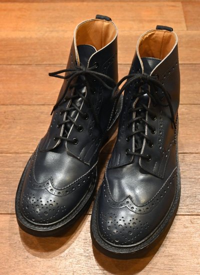 画像1: TRICKER’S BLOGUE BOOTS トリッカーズ カントリーブーツ イングランド製 箱あり (NAVY/UK9)中古