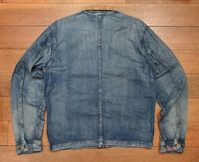 画像3: RRL INDIGO DENIM WORK JACKET ダブルアールエル インディゴ コットン+リネン デニム ワークジャケット(S)ダメージ+リペア 美中古 