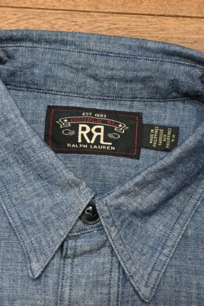 画像2: 【クリックポスト185円も可】RRL INDIGO CHAMBRAY WORK SHIRTS ダブルアールエル インディゴ シャンブレー ワークシャツ(S)美中古 