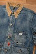 画像2: RRL INDIGO DENIM WORK JACKET ダブルアールエル インディゴ コットン+リネン デニム ワークジャケット(S)ダメージ+リペア 美中古  (2)