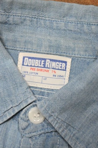 画像2: (クリックポスト185円も可)60s DOUBLE RINGERシャンブレー ワークシャツ(14 1/2)ビンテージ