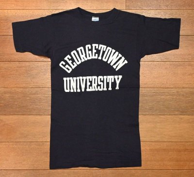 画像1: 【クリックポスト185円も可】70s Champion "GEORGETOWN UNIV" Tシャツ アメリカ製(NAVY/S)ビンテージ 中古