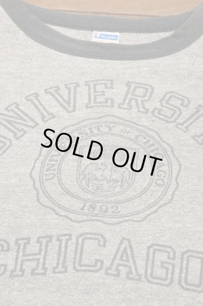 画像3: 【クリックポスト185円も可】70s Champion "UNIVERSITY of CHICAGO"リンガーTシャツ 88/12 アメリカ製(GRAY/M)染み込みビンテージ 中古 (3)