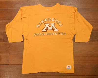 画像1: 【クリックポスト185円も可】70s Champion "MINNESOTA" フットボールTシャツ アメリカ製(YELLOW/M)ビンテージ 中古