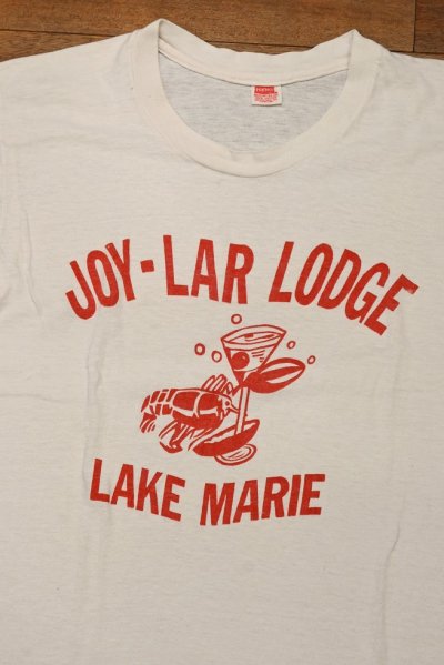 画像2: 【クリックポスト185円も可】70s HANES "JOY-LAR-LODGE" フロッキープリントTシャツ アメリカ製(WHITE/M)コットン100ビンテージ 中古