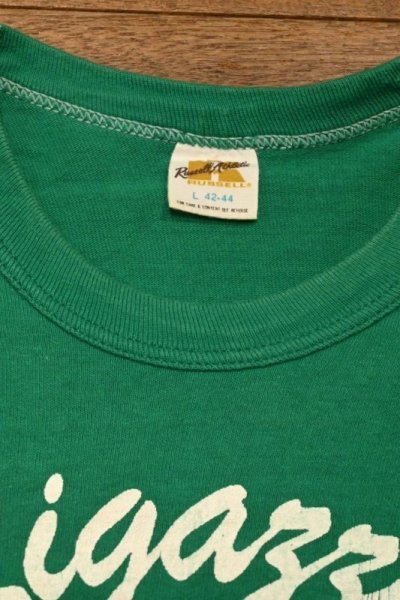 画像3: 【クリックポスト185円も可】70s Russell Athletic "Rigazzi's" Tシャツ アメリカ製 コットン100(GREEN/L)ビンテージ 中古