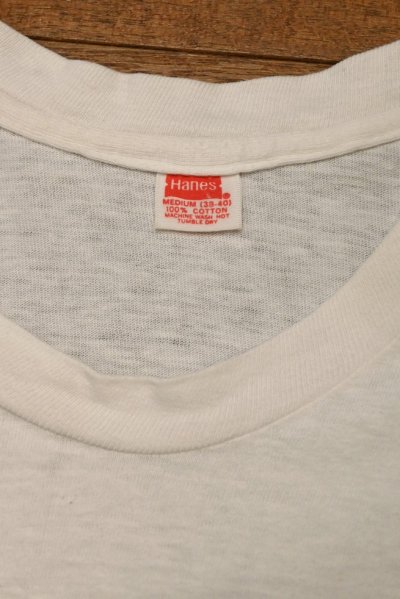 画像3: 【クリックポスト185円も可】70s HANES "JOY-LAR-LODGE" フロッキープリントTシャツ アメリカ製(WHITE/M)コットン100ビンテージ 中古