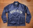 画像1: EBBETS FIELD FLANNELS エベッツフィールドフランネル サテン コーチジャケット "BROOKLYN" (Navy/L) アメリカ製 (1)