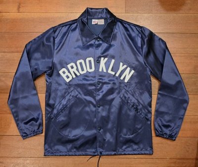 画像1: EBBETS FIELD FLANNELS エベッツフィールドフランネル サテン コーチジャケット "BROOKLYN" (Navy/L) アメリカ製