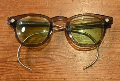 画像1: 80s US MILITARY G.I. Safety Glasses "Gray Smoke"+"Green Glass" (48□20)ビンテージサングラス ケースつき