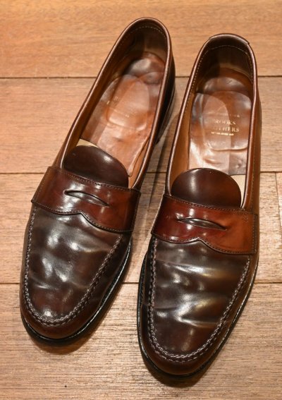 画像1: BROOKS BROTHERS×ALDEN 763 ブルックスブラザーズ×オールデン コードバンローファー アンライニング (BURGUNDY/11 A)一枚革 ビンテージ