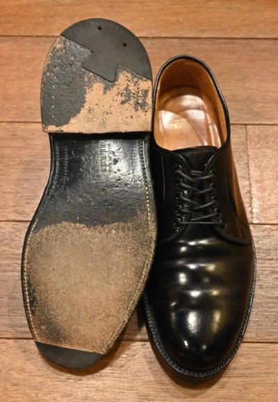 画像2: BROOKS BROTHERS×ALDEN ブルックスブラザーズ×オールデン コードバンプレーントゥ シューツリー付(BLACK/6 1/2-E)中古