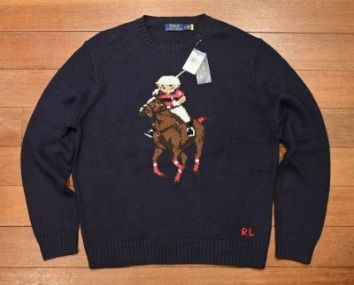 画像1: タグ付き未着用品 POLO RALPHLAUREN ポロラルフローレン ポロベアー コットンニット(NAVY/L)テディベア