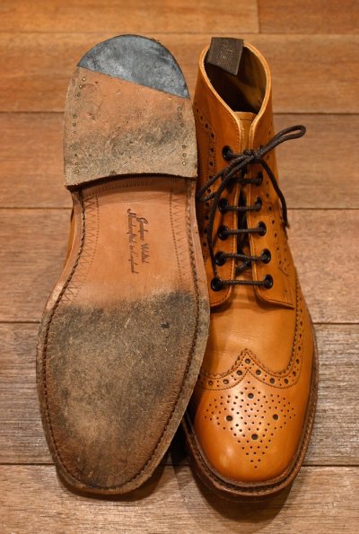 画像3: Loake1880 Burford 2 ウィングチップ ブーツ 箱,シューバック付き (Tan/UK 7 1/2F) 美中古